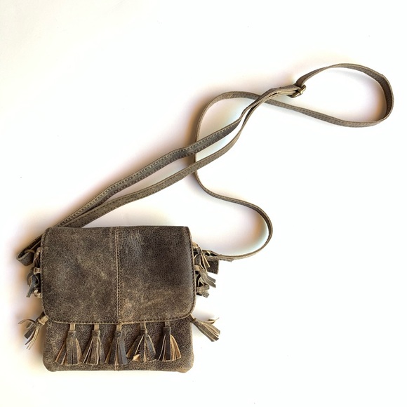 Boutique Handbags - Brown Stone Boho Crossbody Tassel Fringe Bag